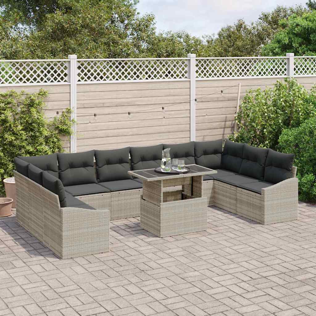 Garten-Sofa-Set 11 pcs Hellgrau und Dunkelgrau 100 x 55 x 73 cm